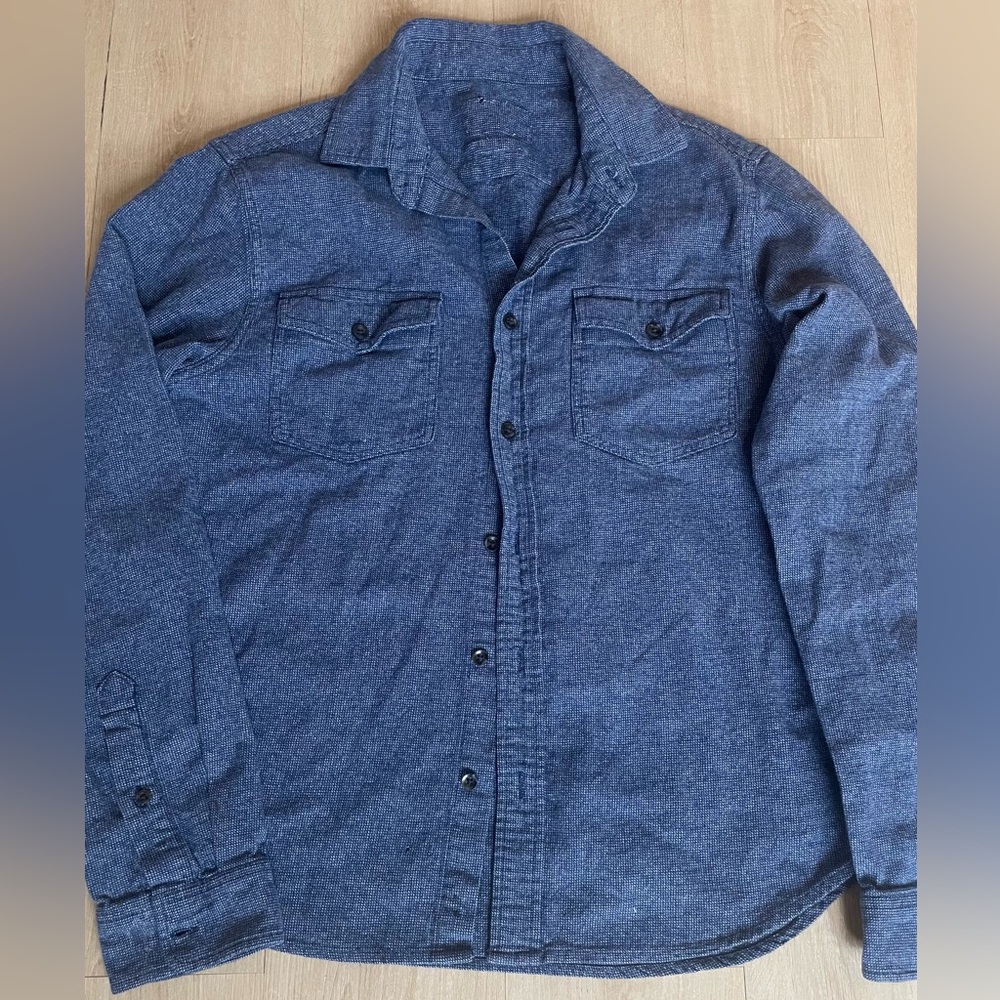 Denim blue button up dress shirt